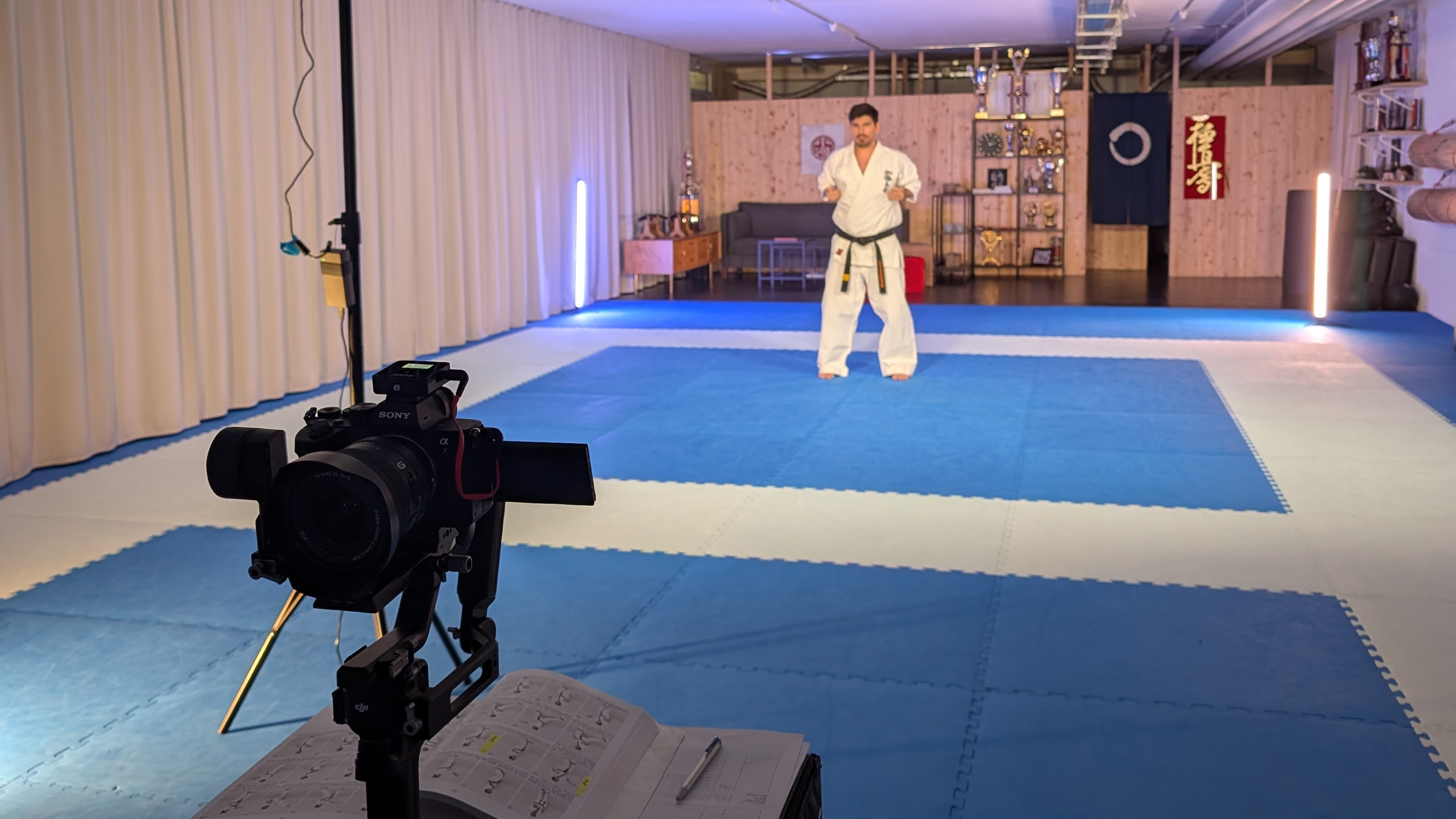 The dojoHUB team recording content for the new kata section