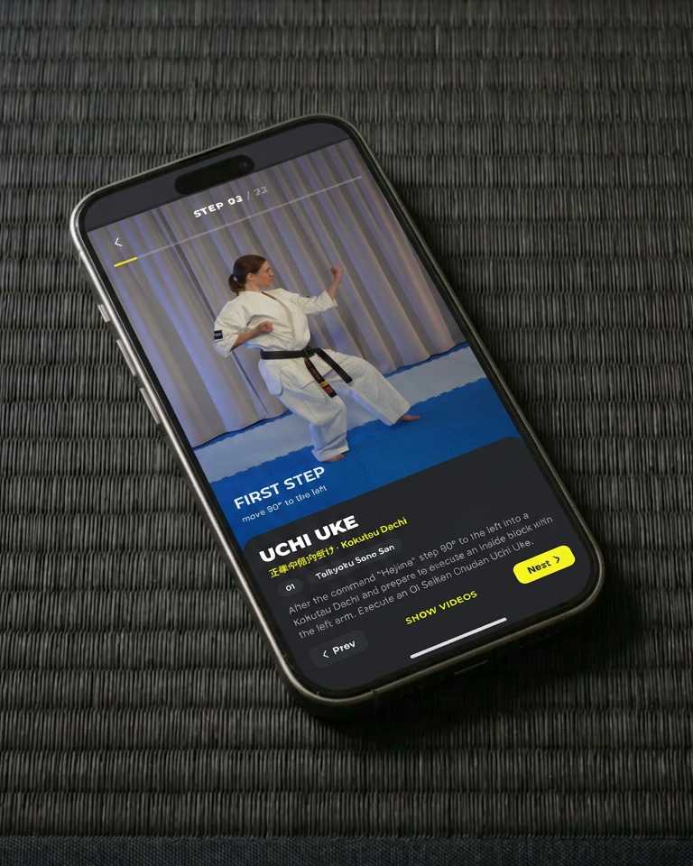 Step-by-step Kyokushin kata training in the dojoHUB app